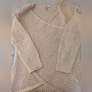 Francesca's V-Neck Cream Sweater - Size S